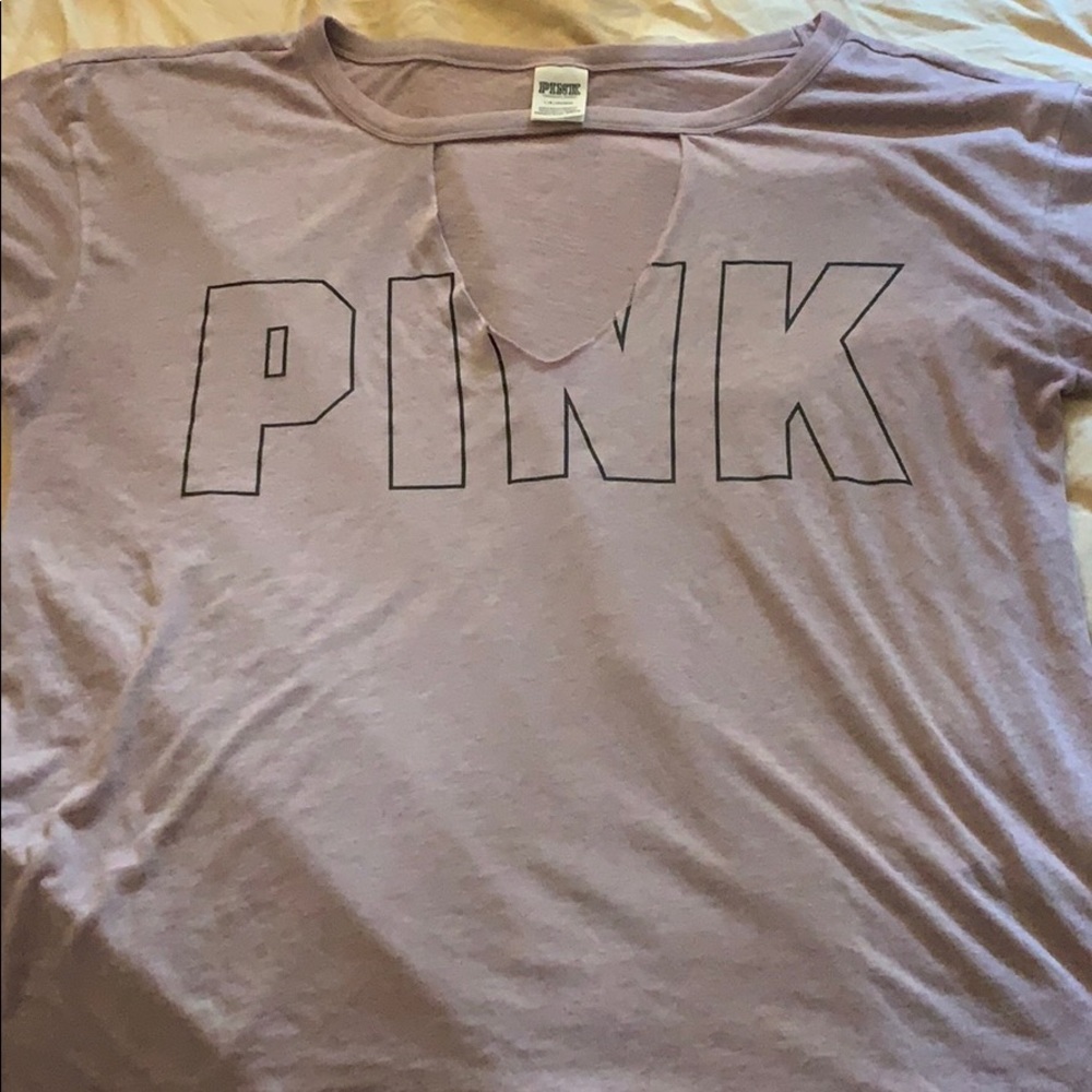 PINK Plum colored open neck T-shirt